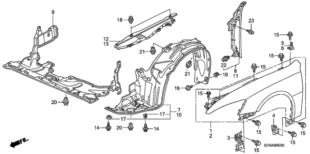 2007 Honda Accord Front Fenders Diagram