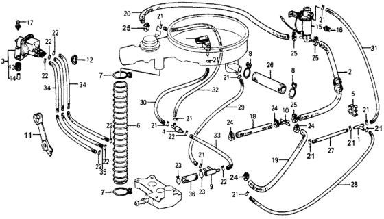 1978 Honda Accord Clamp A, Air Jet Control Tube Diagram for 17335-671-820