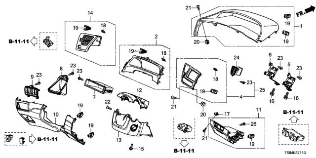 2014 Honda Civic Instrument Panel Garnish (Driver Side) Diagram