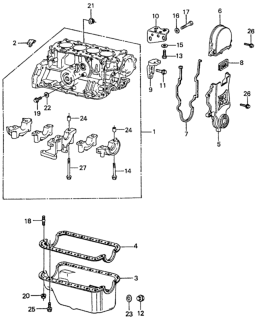 1981 Honda Civic 4 Door ** (1500) KA HMT Cylinder Block - Oil Pan Diagram