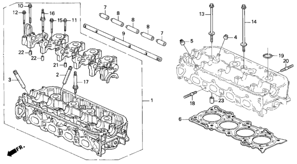 1998 Honda Odyssey 5 Door LX (7 SEATS (3PB)) KA 4AT Cylinder Head (2.2L) Diagram