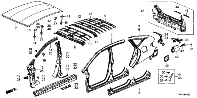 2020 Honda Clarity Plug-In Hybrid Outer Panel - Rear Panel Diagram