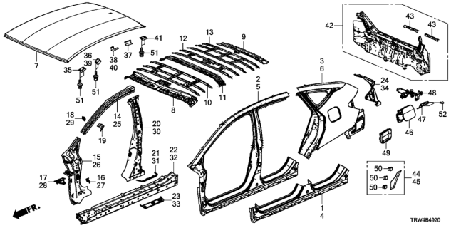 2021 Honda Clarity Plug-In Hybrid Outer Panel - Rear Panel Diagram