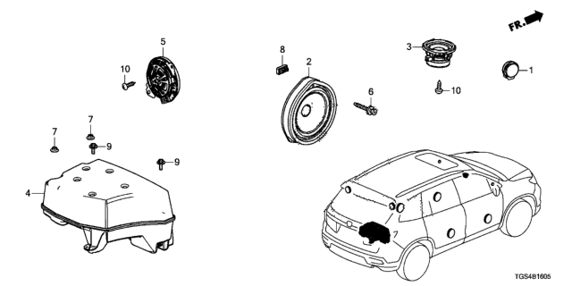 2020 Honda Passport 5 Door EXL (2WD) KA 9AT Speaker Diagram