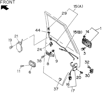 1995 Honda Passport Bezel, L. FR. Inside Lever Door (Gray) Diagram for 8-97150-649-2