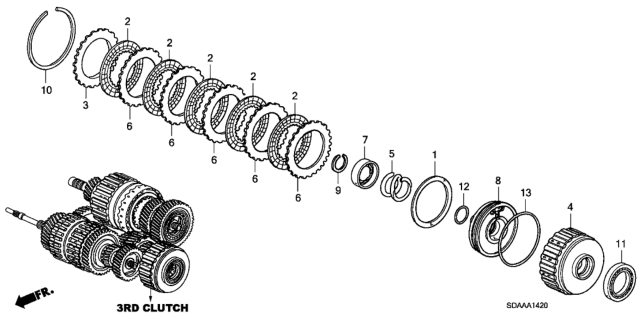 2007 Honda Accord Guide, Third Clutch Diagram for 22651-RAY-A01