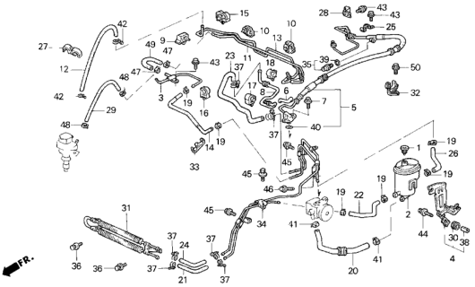 1993 Honda Prelude Holder B, Power Steering Pipe Diagram for 53736-SS0-010