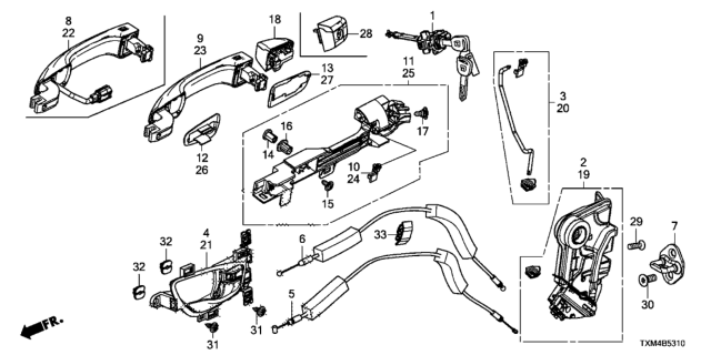 2019 Honda Insight BASE, FR. R OUT Diagram for 72142-TXM-A01