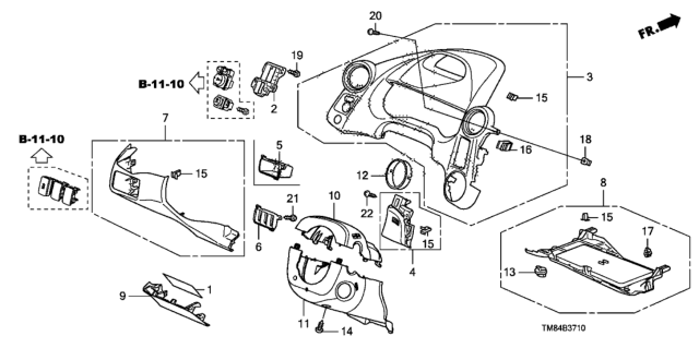 2014 Honda Insight Panel Set *NH167L* Diagram for 77202-TM8-A01ZB