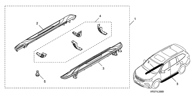 2021 Honda Pilot Running Boards (Black) Diagram