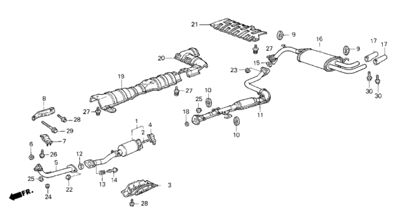 1987 Honda CRX Pipe B, Exhuast Diagram for 18220-SB2-682