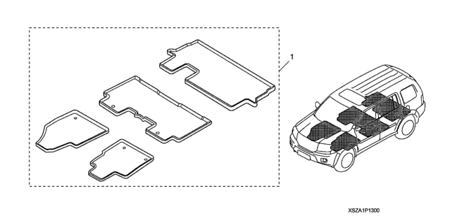 2013 Honda Pilot All Season Floor Mats Diagram