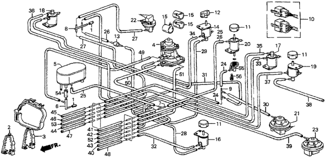 1987 Honda Prelude 2 Door DX KA 5MT Tubing Diagram