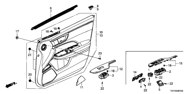 2017 Honda Clarity Fuel Cell Switch Assembly, Power Window Master Diagram for 35750-TRT-A51