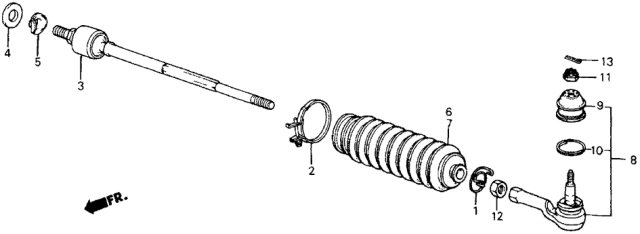 1987 Honda CRX 2 Door HF KA 5MT Tie Rod Diagram