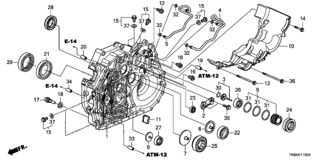 2014 Honda Odyssey AT Torque Converter Case Diagram