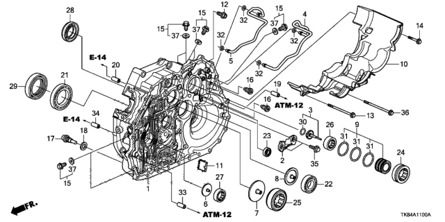 2017 Honda Odyssey 5 Door EXL (LEATHER) KA 6AT AT Torque Converter Case Diagram