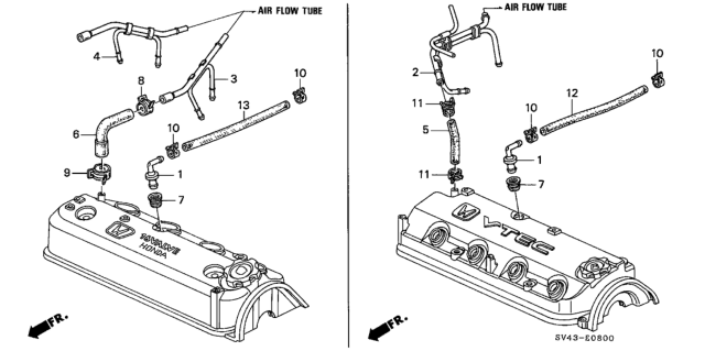 1994 Honda Accord 4 Door LX (ABS) KA 5MT Breather Tube Diagram