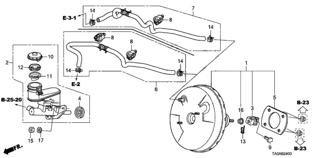 2012 Honda Accord Brake Master Cylinder  - Master Power Diagram