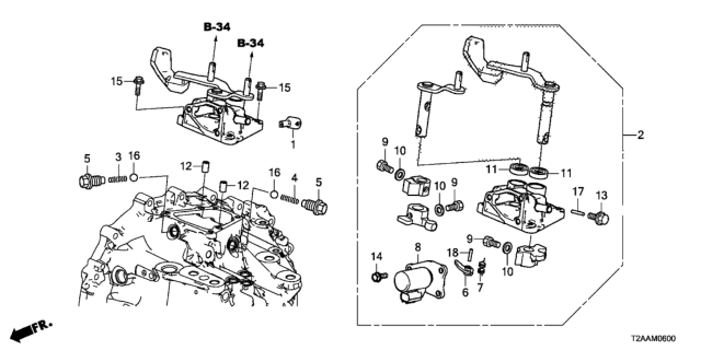 2017 Honda Accord 4 Door EX KA 6MT MT Shift Arm Diagram