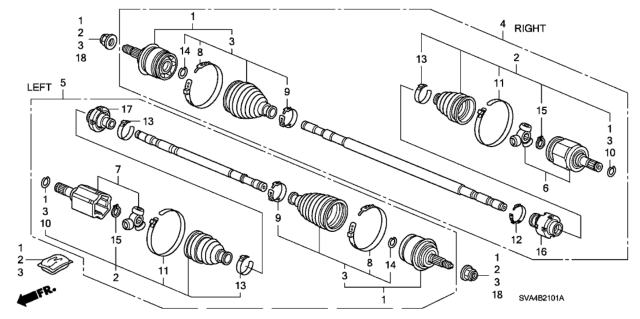 2007 Honda Civic Driveshaft (1.8L) Diagram