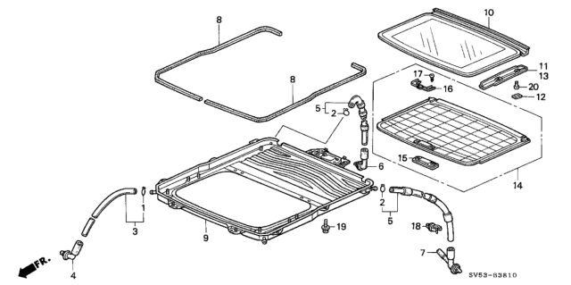 1996 Honda Accord 5 Door EX KL 4AT Sliding Roof Diagram 1