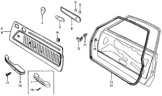 1978 Honda Civic 3 Door ** KL HMT Front Door Trim Diagram
