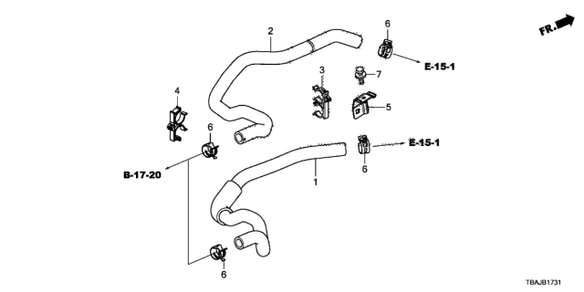 2019 Honda Civic 4 Door SPORT (HCM ENGINE/6MT) KA 6MT Water Hose (2.0L) Diagram