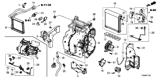 2014 Honda Fit EV Motor Assembly, Mode Diagram for 79140-TM8-A41