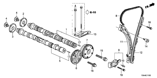 2014 Honda CR-V 5 Door EX-L (2WD) KA 5AT Camshaft - Cam Chain Diagram