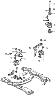 1985 Honda Accord Bracket, Side Mounting Diagram for 50824-SA5-020