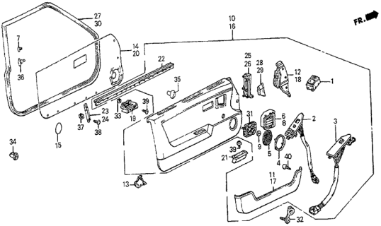 1985 Honda Prelude Front Door Lining Diagram