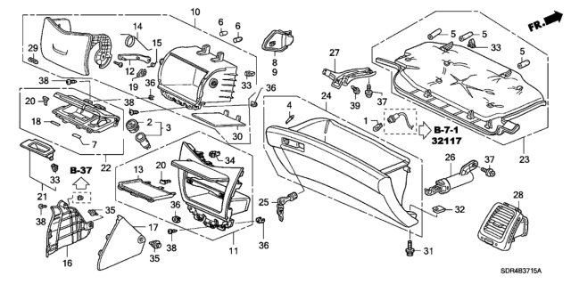 2005 Honda Accord Hybrid Panel Assy., Navigation *YR252L* (UA WOOD BROWN) Diagram for 77281-SDR-A01ZB