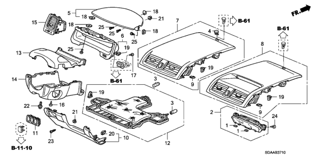 2007 Honda Accord 4 Door EX KA 5AT Instrument Panel Garnish (Driver Side) Diagram