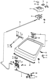 1985 Honda Accord Stay Assembly, Tailgate Open Diagram for 85270-SA5-033