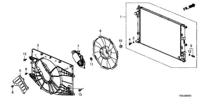 2019 Honda Civic Radiator (Denso) Diagram