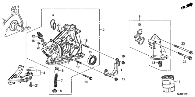 2011 Honda Accord Pump Assembly, Oil Diagram for 15100-R70-A11