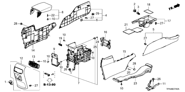 2020 Honda CR-V Hybrid 5 Door LX (HYBRID) KA CVT Console Diagram