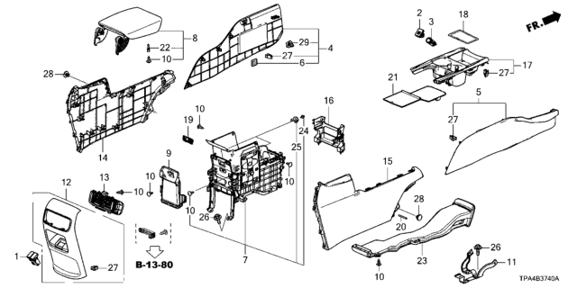 2021 Honda CR-V Hybrid Console Diagram