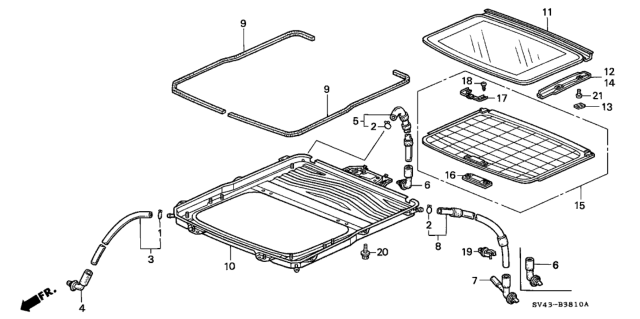 1994 Honda Accord 4 Door EX KL 4AT Sliding Roof Diagram 1