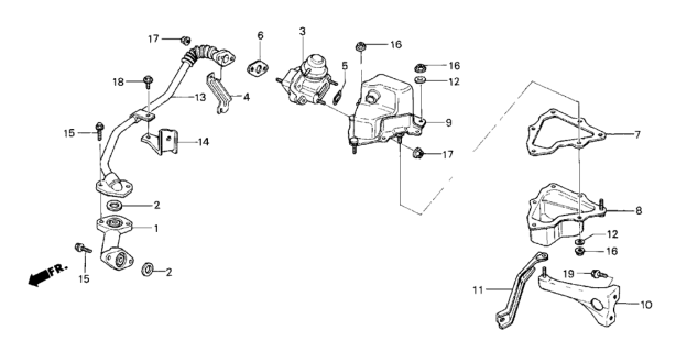 1985 Honda CRX O-Ring, Air Suction Valve Diagram for 18765-PE1-661