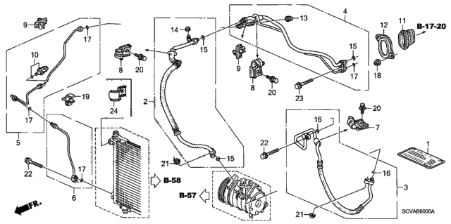 2010 Honda Element A/C Hoses - Pipes Diagram