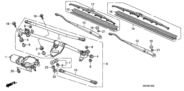 2008 Honda Pilot Front Windshield Wiper Diagram