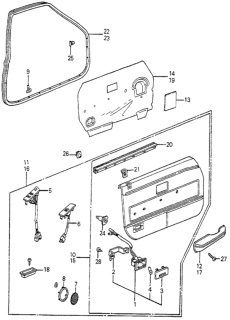 1983 Honda Accord Armrest, Left Front Door (Proper Blue) Diagram for 75833-SA5-003ZA