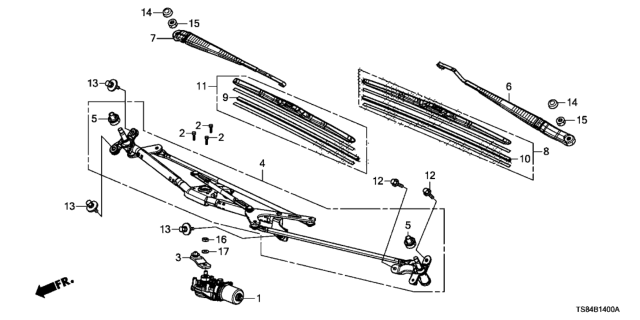 2014 Honda Civic 2 Door LX KL CVT Front Windshield Wiper Diagram