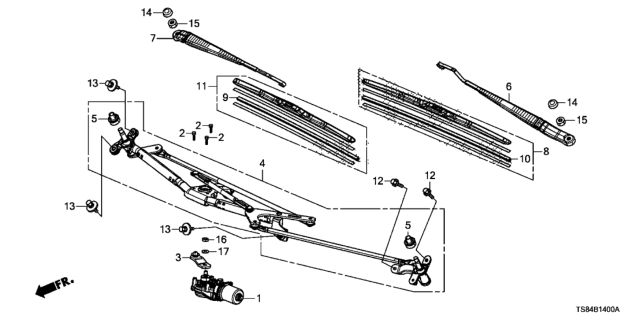 2012 Honda Civic Arm, Windshield Wiper (Passenger Side) Diagram for 76610-TS8-A01