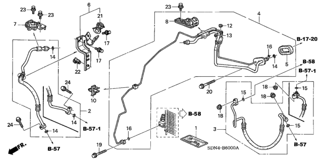 2004 Honda Accord A/C Hoses - Pipes Diagram