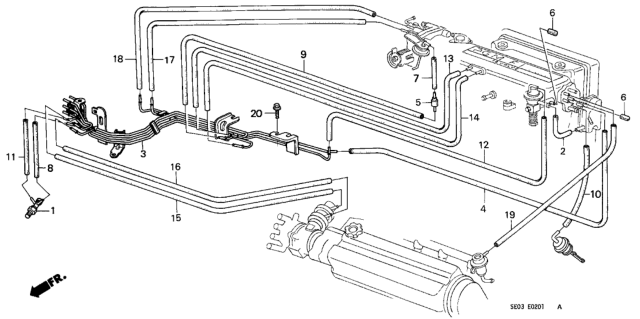 1989 Honda Accord Fuel Vacuum Tubing (PGM-FI) Diagram