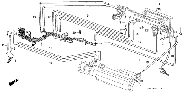 1988 Honda Accord Fuel Vacuum Tubing (PGM-FI) Diagram