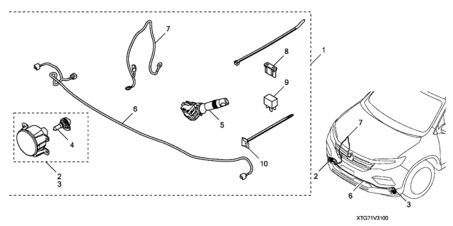 2017 Honda Pilot 5 Door LX (2WD) KA 6AT Foglights Diagram